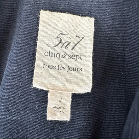 Cinque a Sept navy blue Khloe jacket ruched sleeve 5 a 7 stretch blazer 2 - Picture 3 of 14